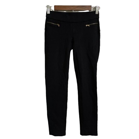 Ann Taylor Womens Black Stretch Pull On Zipper Pockets Skinny Trouser Pants XXSP - Picture 1 of 8